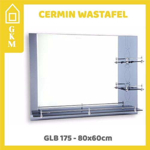 Cermin Wastafel Global GLB175-80x60cm Kaca Rak Rias Kamar Mandi