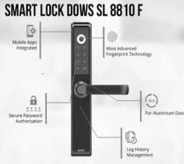 Handle Pintu Dows 8810 Smart Slim Door Lock Aluminium Door Lock Smart Door Digital