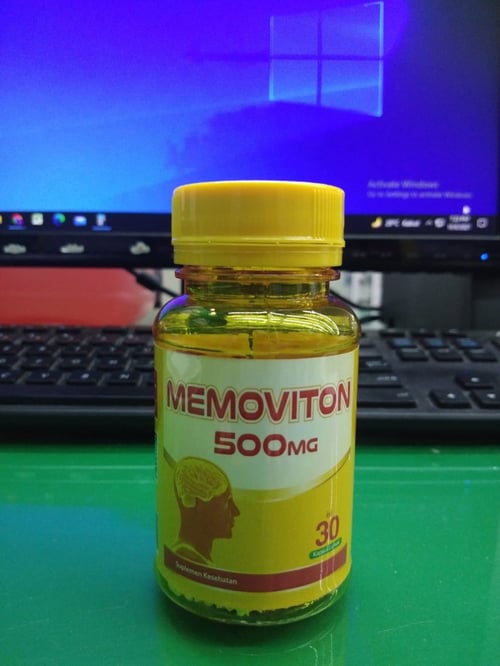 MEMOVITON 500 mg SUPLEMEN KESEHATAN OTAK 1 BOTOL ISI 30 KAPSUL LUNAK