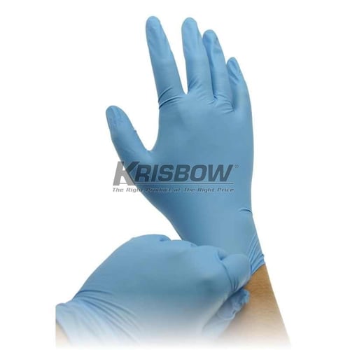 Sarung tangan Karet Glove Disposal Nitrile M Blue (100 Pcs) Krisbow 10152286
