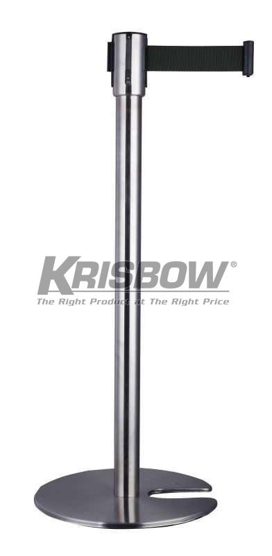 Tiang Antri Handrail S/Steel W/Black Belt Stackable Krisbow 10131006