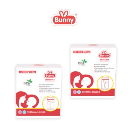 Bunny PAKET KANTONG ASI Breast Milk Storage Bag 100ml 60 pcs Free 10 pcs