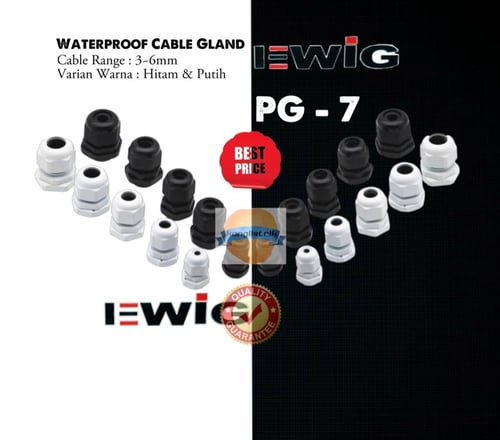 CABLE GLAND WATERPROOF PG7 (3-6mm) - Putih