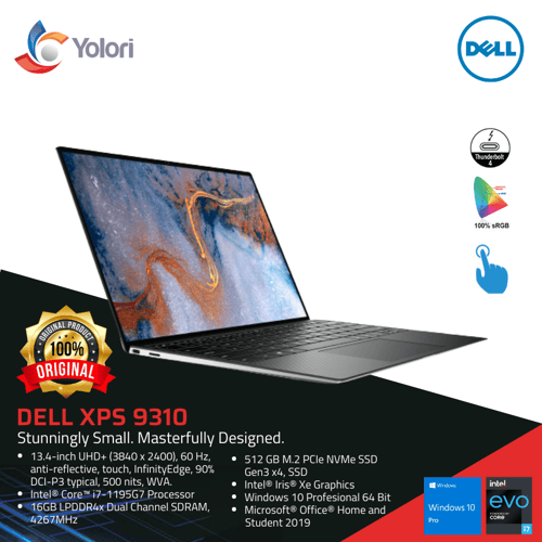 Dell XPS 13 9310 i7-1195G7 16GB 512GB Intel Irish Windows 10 Pro Touch + OHS
