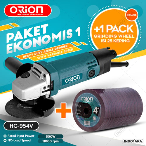 Paket Ekonomis 1 - Gerinda Tangan Orion HG954V - 1 Pack Mata Gerinda Poles