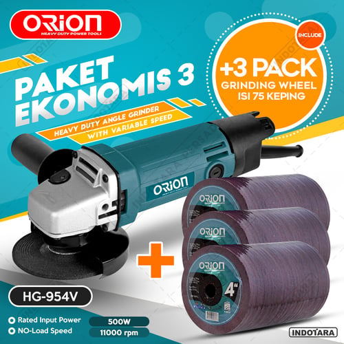 Paket Ekonomis 3 - Gerinda Tangan Orion HG954V - 3 Pack Mata Gerinda Poles