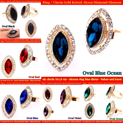 Cincin Ring Wanita Gold Aksen Diamond Glamour