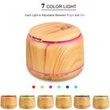 H23 - Wooden Humidifier Aroma Diffuser 7 Color LED Light 300ml Brown Brown