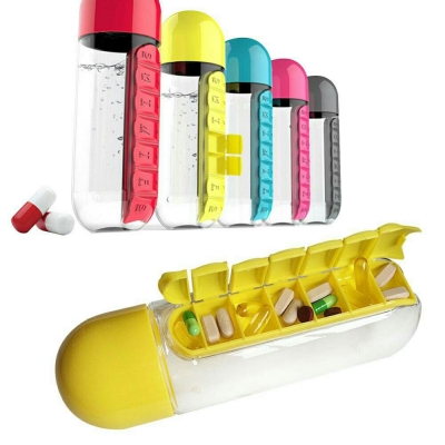 Daily Pill Box Organizer Drinking Bottles - Botol Air Pil