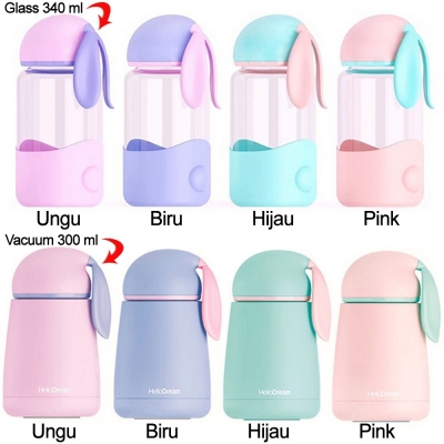 Rabbit Glass And Vacuum Water Bottle / Botol / Termos Kelinci