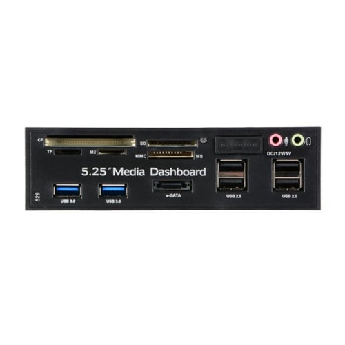 Dual USB 3.0 2.0 5.25" Media Dashboard Front Card Reader