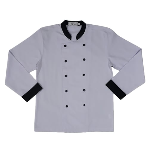 Chef Wear Baju Koki Putih Lengan Panjang Komb  S-XL