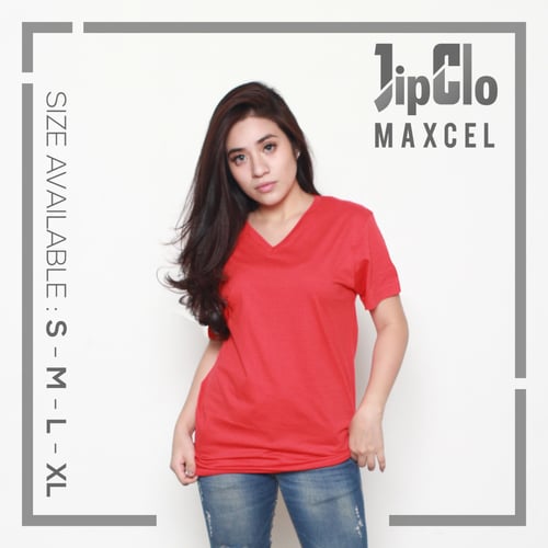 Kaos Polos Jipclo Regular 30S Wanita Merah V-Neck