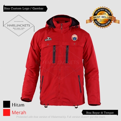 Jaket Pria - Jaket Coach Parasut - Jaket Hiking Windproof Anti Air Logo Persija