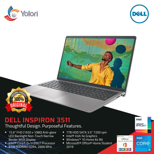 Dell Inspiron 3511 i5-1135G7 8GB 1TB Intel Iris Windows 10 + OHS