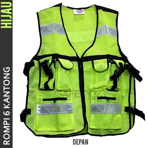 Rompi Jaring 6 Kantong Safety Vest Scotlite Scotlight Hijau Termurah