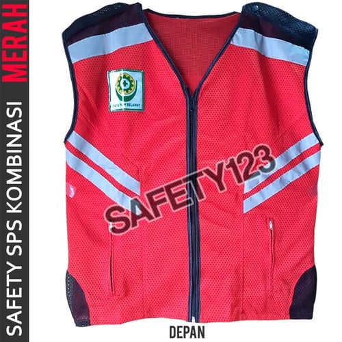 Rompi Jaring Safety Kombinasi SPS K3 Vest 2 Lapis Tebal Bagus Merah - allsize