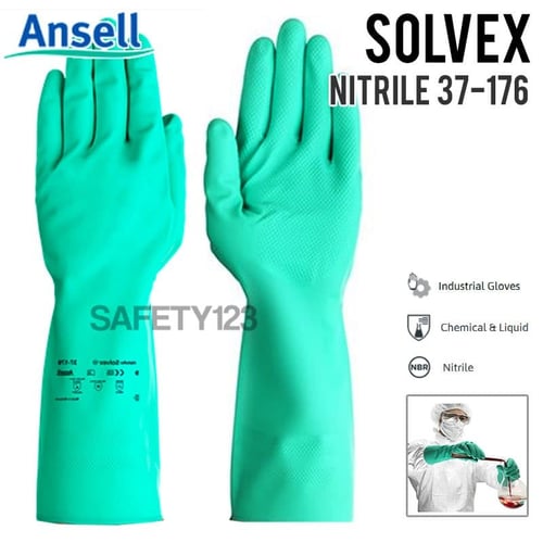 Ansell Solvex 37-176 Nitrile Sarung Tangan Kimia Berbahaya Original