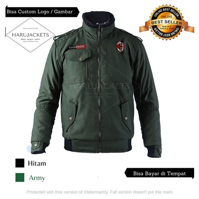 Jaket Trucker Pria Logo Liga Bola Army