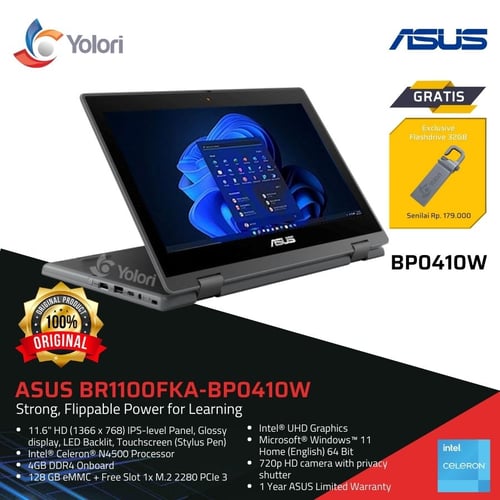 ASUS BR1100FKA-BP0410W Cel-N4500 4GB 128GB Intel UHD Windows 11 Touchscreen Stylus Pen