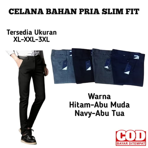 CELANA BAHAN PANJANG PRIA SLIM FIT FORMAL KERJA KANTOR WOOL PREMIUM