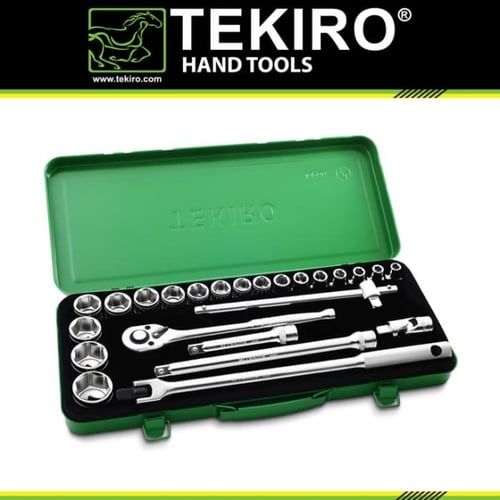 TEKIRO - Kunci Sok Set 24pcs ( 3/8 inch-1 1/4 inch ) Besi 6PT / Socket Set
