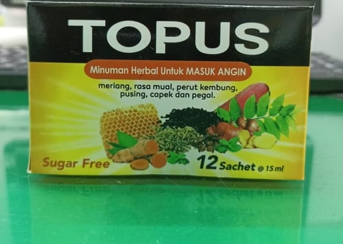 TOPUS SUGAR FREE MINUMAN HERBAL UNTUK MASUK ANGIN 1 BOX ISI 12 SACHET