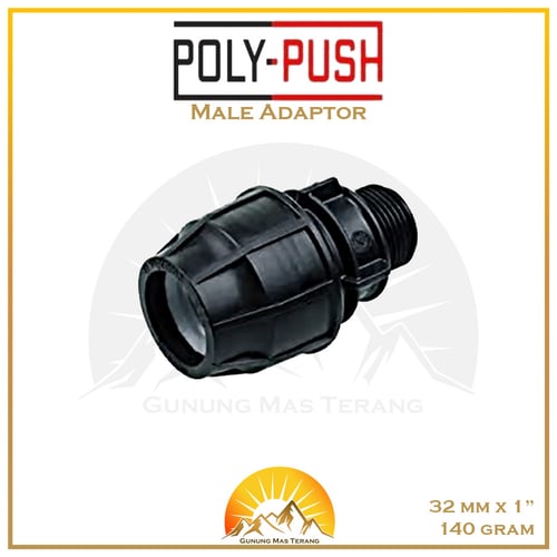 Poly Push HDPE Fitting 32 x 1 inchi Male Threaded Adaptor Sok Drat Luar
