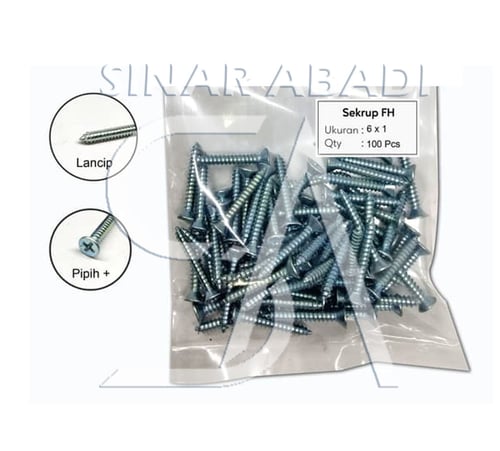 SEKRUP FH 6 x 1 - SKRUP FH 6x1 BAUT TAPPING ISI 100 PCS