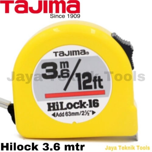 Meteran Tajima Hi Lock 3,6 meter Kuning Measuring Tape