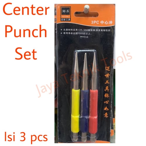 Center Punch Set Pin Penitik Bor Penanda Titik 3 pcs Gagang Karet