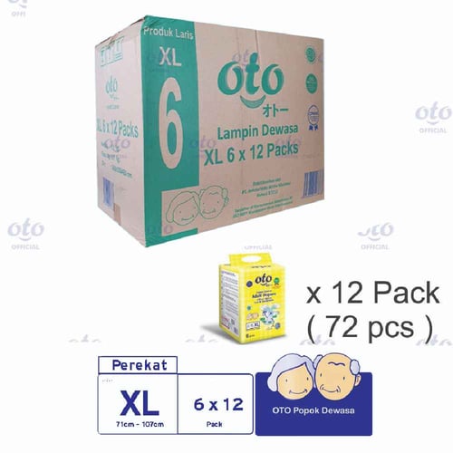 OTO Diapers Adult  Popok Dewasa model Perekat ukuran XL - isi 6 pcs x 12 1 DUS