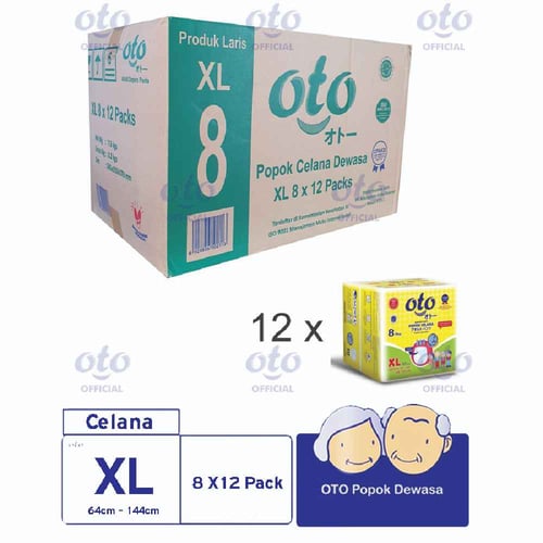 OTO Diapers PANTS Popok Dewasa model Celana ukuran XL - isi 8 pcs x 12 1 Dus
