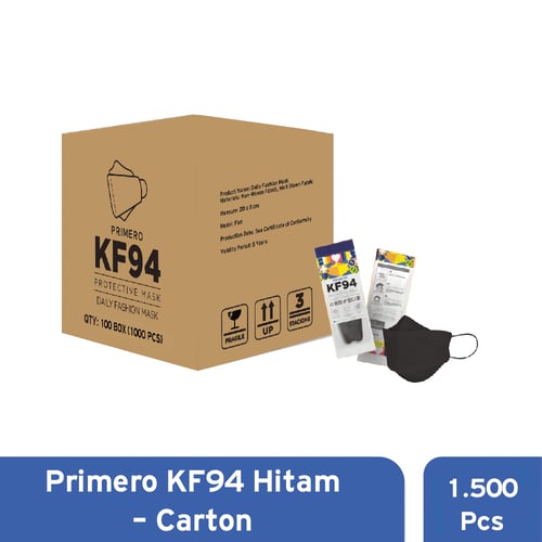 Primero Masker KF94 4Ply Hitam - Karton