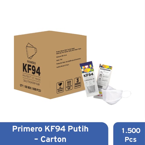 Primero Masker KF94 4Ply Putih - Karton