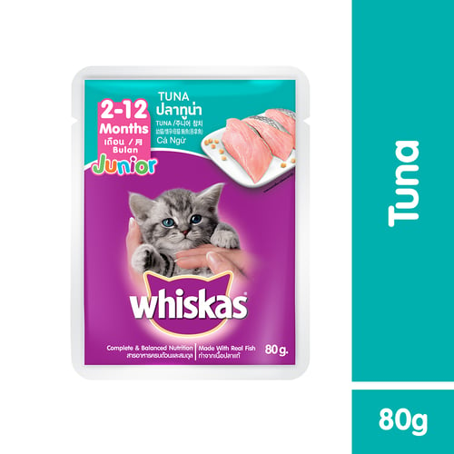 WHISKAS Makanan Kucing Basah Junior Rasa Tuna 80 g - 1 Pouch