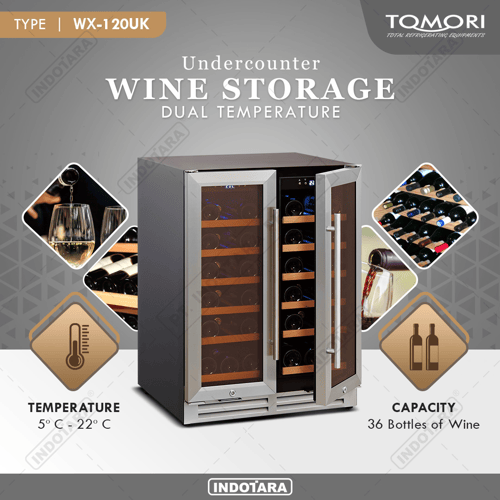 Tomori Undercounter Wine Cooler WX120UK Dual Temperature