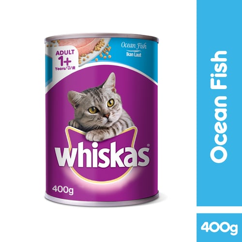 WHISKAS Makanan Kucing Basah Rasa Ocean Fish 400 g - 1 Kaleng