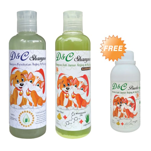 D&C Shampo Kucing Anjing Kesehatan & Anti Jamur Free Bedak Anti Jamur