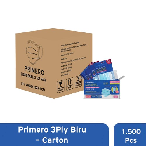 PRIMERO Masker - 3 ply 1 box isi 50pcs Pack Edition Emboss - Karton