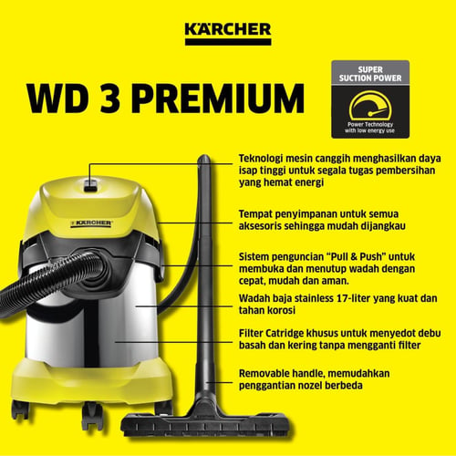 Karcher WD 3 Premium Wet and Dry Vacuum Cleaner