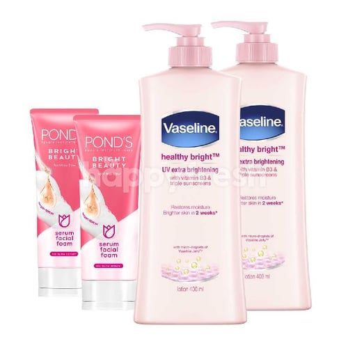 Paket Vaseline Healthy White Body Lotion & Ponds White Beauty Bundle