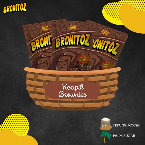 BRONITOZ (45 G) Camilan Cemilan Snack Kripik Keripik Biskuit Biscuit Brownis Brownies Bronis Kering Coklat Crackers dengan tepung Mocaf