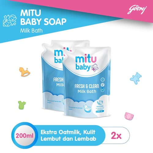 Mitu Baby Milkbath Sabun Bayi Pouch 200 ml - 2pcs