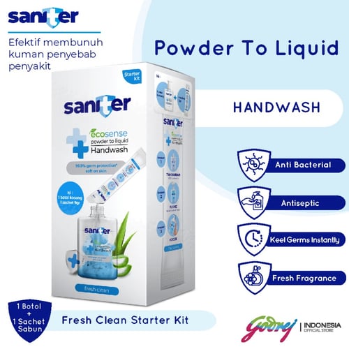 Saniter Sabun Cuci Tangan Biang Bubuk Starter Kit - Fresh Clean