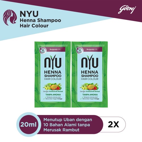 NYU Henna Shampoo Hair Colour Burgundy - 2pcs
