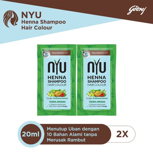 NYU Henna Shampoo Hair Colour Natural Brown - 2pcs