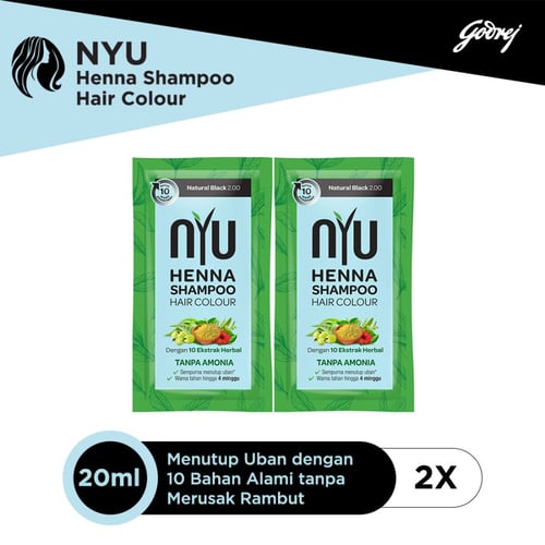 NYU Henna Shampoo Hair Colour Natural Black - 2pcs