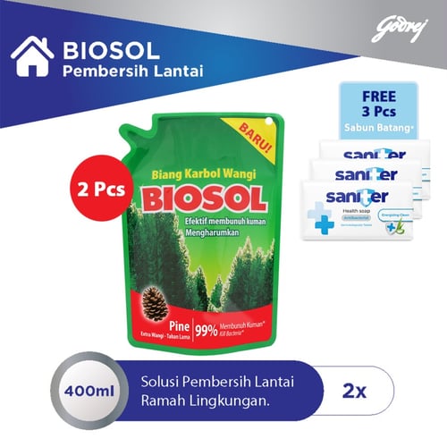Biosol Pembersih Lantai - 2pcs FREE Saniter Sabun Batang 3pcs