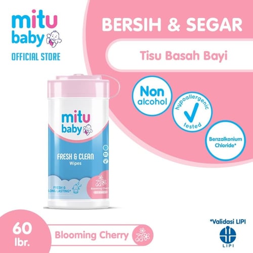 Tisu Basah Mitu Baby Fresh N Clean Pink Botol 60s